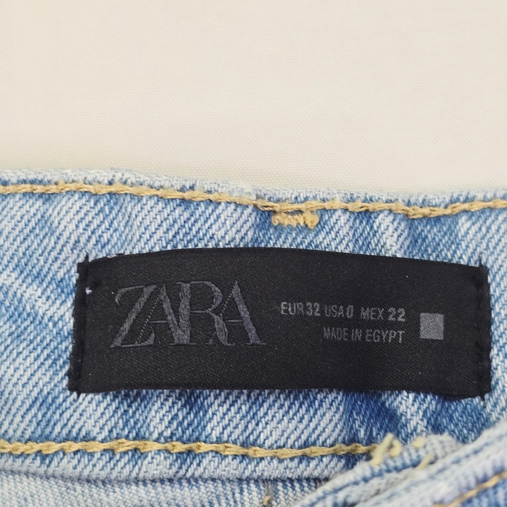 Zara Culotte Jeans Women's Size 0 Light Blue High Rise Wide Leg Denim - Picture 6 of 13